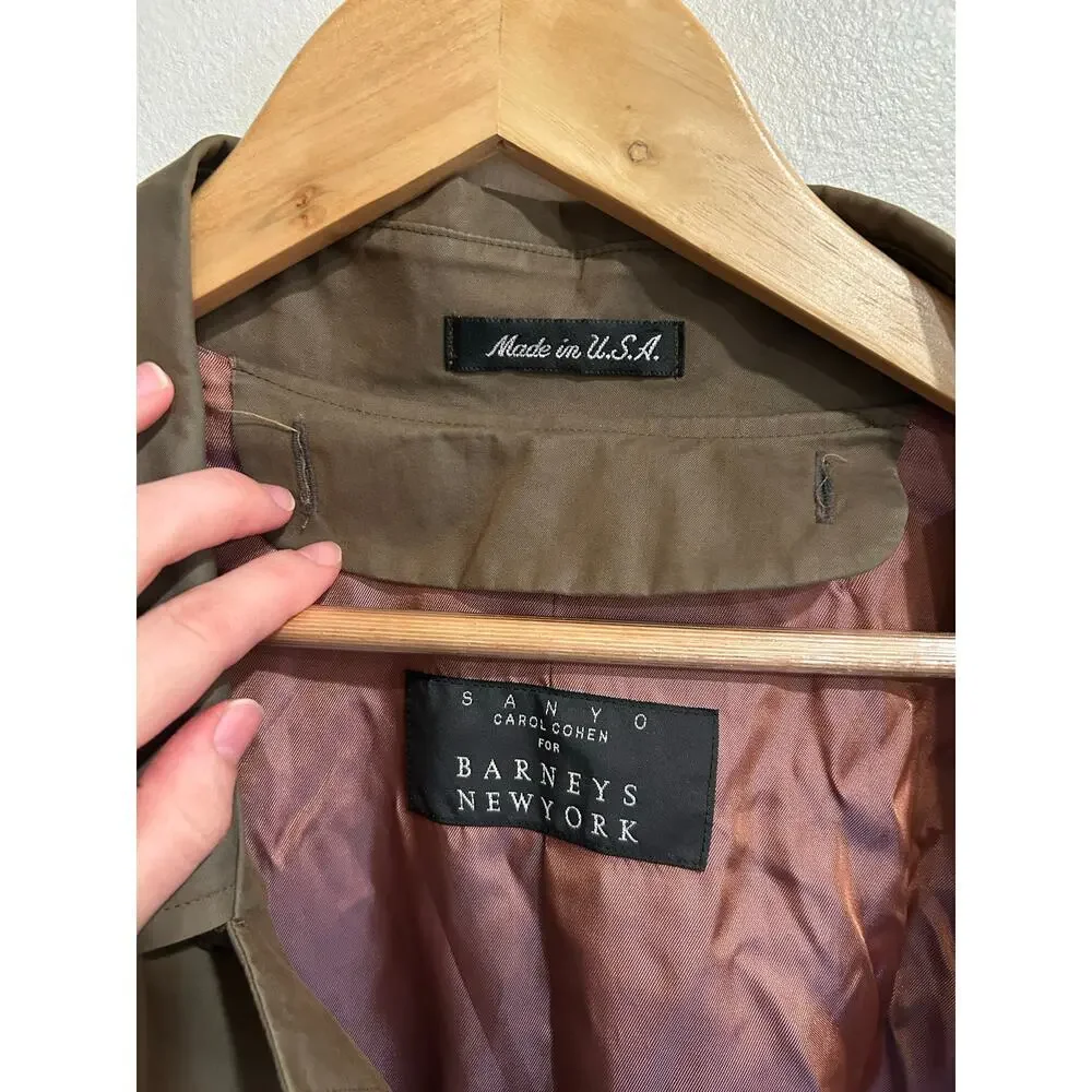 Vintage Barney's New York Brown oversized belted trench coat mens sz 40 S